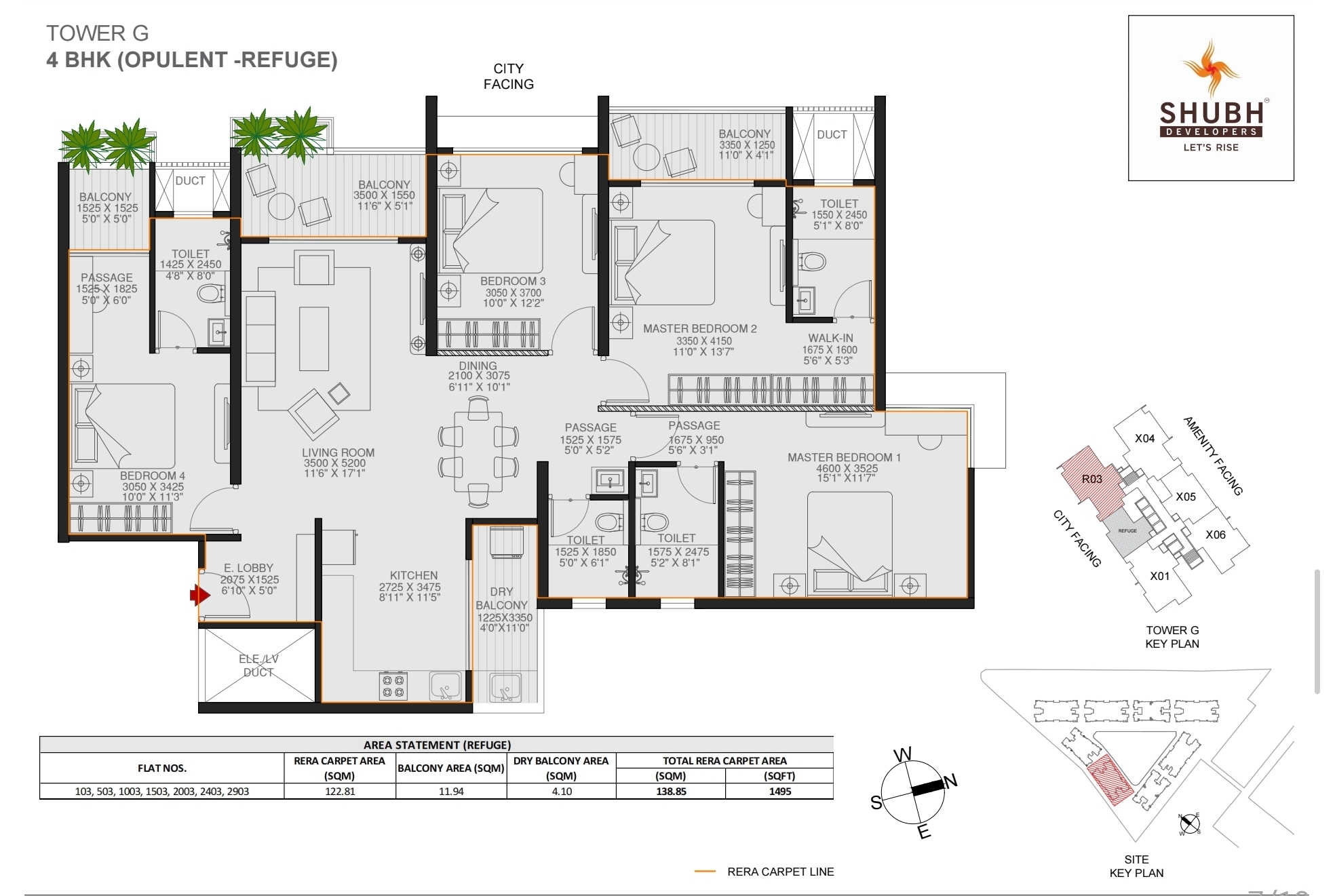 4 BHK 1840 sqft floor plan Envogue 2.0