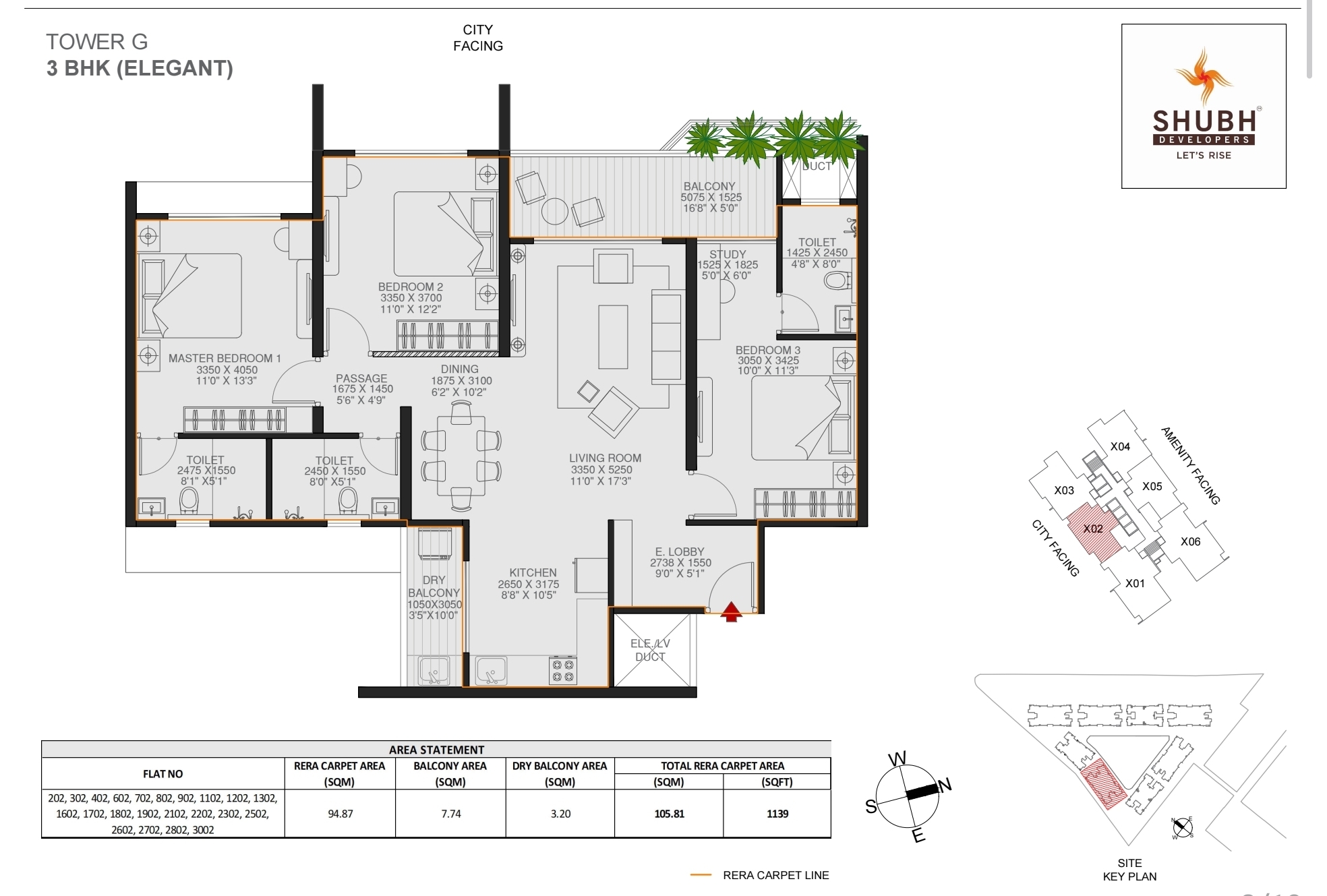 2.5 BHK 916 sqft floor plan Envogue 2.0